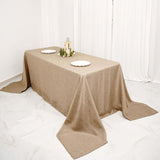  Natural Seamless Faux Burlap Rectangle Tablecloth, Boho Chic Jute Table Linen for 6 Foot