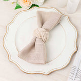 4 Pack | Rustic Burlap Napkin Rings, Handmade Braided Jute Napkin Holders - Cream