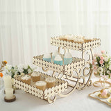 3-Tier 22inch Natural Wooden Laser Cutout Cupcake Stand Mini Cake Tray