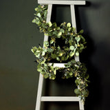 6.5ft Artificial Eucalyptus and Boxwood Garland String Lights, Warm White 20 LED Battery Operated Fairy Lights with Fake Greenery Hanging Vines