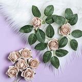 24 Roses | 2inch Champagne Artificial Foam Flowers With Stem Wire and Leaves