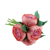 5 Flower Head Dusty Rose Peony Bouquet | Artificial Silk Peonies Spray