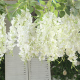 6 Pack Cream Silk Wisteria Vines Hanging Plants, Long Artificial Flowers Bushes