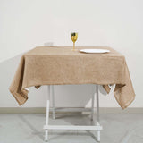 54"x54" Natural Faux Burlap Square Tablecloth, Boho Chic Jute Table Linen