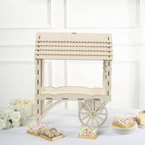 25inch Mini Natural Wooden Candy Cart Cupcake Stand, Tabletop Dessert Display Sweet Stall