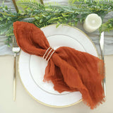 5 Pack Terracotta (Rust) Gauze Cheesecloth Boho Dinner Napkins