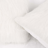 2 Pack | 18Inch White Faux Fur Sheepskin Throw Pillow Cases, Square Pillow Covers