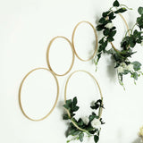 Set of 5 - Natural Wooden Rings for Crafts, Floral Hoop Wreath Wall Hanging Decor