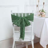 5 Pack | Olive Green Gauze Cheesecloth Boho Chair Sashes - 16inch x 88inch