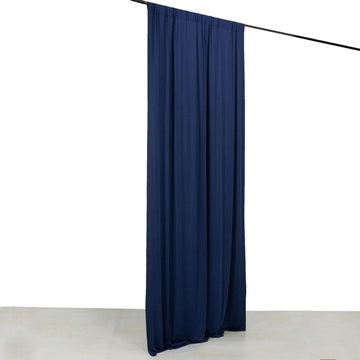 Navy Blue 4-Way Stretch Spandex Event Curtain Drapes, Wrinkle Free Backdrop Event Panel with Rod Pockets - 5ftx10ft