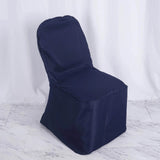 10 Pack Navy Blue Polyester Banquet Chair Covers, Reusable Stain Resistant Slip On Chair Covers