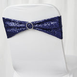 5 pack | 6x15 Navy Blue Sequin Spandex Chair Sash