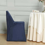 10 Pack Navy Blue Polyester Folding Chair Covers, Reusable Stain Resistant