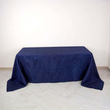 90x132Inch Navy Blue Accordion Crinkle Taffeta Rectangular Tablecloth