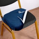 Navy Blue Dining Chair Seat Cover, Velvet Chair Cushion Cover With Tie