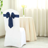 5 Pack | Navy Blue | Reversible Chair Sashes with Buckle | Double Sided Pre-tied Bow Tie Chair Bands | Satin & Faux Leather