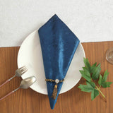 5 Pack | Navy Blue Premium Sheen Finish Velvet Cloth Dinner Napkins