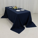 90x132inch Navy Blue Fire Retardant Tablecloth, Seamless Premium Polyester Rectangular Table Cover