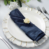 5 Pack | Navy Blue Accordion Crinkle Taffeta Dinner Napkins | 20x20Inch