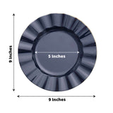 9inch Navy Blue Heavy Duty Disposable Dinner Plates with Gold Ruffled Rim, Hard Plastic Dinnerware