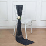 5 Pack | Navy Blue Gauze Cheesecloth Boho Chair Sashes - 16inch x 88inch