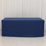 6ft Fire Retardant Navy Blue Fitted Tablecloth, Premium Polyester Rectangular Table Cover 72inch