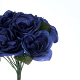 12inches Navy Blue Artificial Velvet-Like Fabric Rose Flower Bouquet Bush