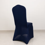 Premium Spandex Chair Cover with Foot Pockets for Banquet Chairs Navy Blue