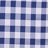 60"x102" White Navy Blue Buffalo Plaid Rectangle Tablecloth, Checkered Polyester Linen#whtbkgd