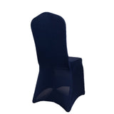 Premium Spandex Chair Cover with Foot Pockets for Banquet Chairs Navy Blue