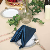 5 Pack | Navy Blue Premium Sheen Finish Velvet Cloth Dinner Napkins