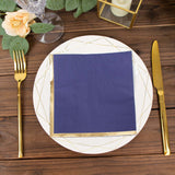 50 Pack | 2 Ply Soft Navy Blue With Gold Foil Edge Party Paper Napkins