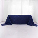 90x156Inch Navy Blue Accordion Crinkle Taffeta Rectangular Tablecloth