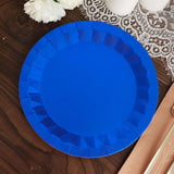 25 Pack | 9inch Geometric Royal Blue Foil Dinner Paper Plates, Disposable Party Plates - 400 GSM