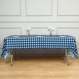 5 Pack Navy Blue Checkered Rectangle Plastic Table Covers, 54x108inch PVC Waterproof Disposable