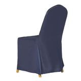 Navy Blue Polyester Banquet Chair Cover, Reusable Stain Resistant Slip On Chair Cover