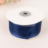 25 Yards 1.5" Navy Blue Organza Ribbon With Satin Edges