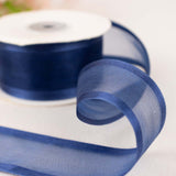 25 Yards 1.5" Navy Blue Organza Ribbon With Satin Edges