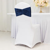 5 Pack Premium Crushed Velvet Chair Sashes Navy Blue Wide Ruffle Style