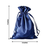 12 Pack | 5x7inch Navy Blue Satin Drawstring Wedding Party Favor Gift Bags