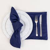 5 Pack Lamour Satin 20"x20" Napkins Navy Blue - Soft Matte Finish Dinner Napkins