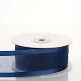 25 Yards 1.5" Navy Blue Organza Ribbon With Satin Edges