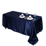 90x156 Navy Blue Satin Rectangular Tablecloth