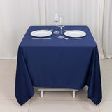 70" Navy Blue Premium Scuba Wrinkle Free Square Tablecloth, Scuba Polyester Tablecloth