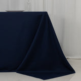 90x132inch Navy Blue Fire Retardant Tablecloth, Seamless Premium Polyester Rectangular Table Cover