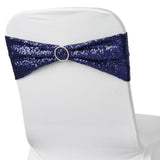 5 pack | 6x15 Navy Blue Sequin Spandex Chair Sash