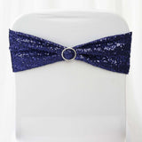 5 pack | 6x15 Navy Blue Sequin Spandex Chair Sash