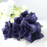 12 Bushes | Navy Blue Artificial Premium Silk Blossomed Rose Flowers | 84 Roses