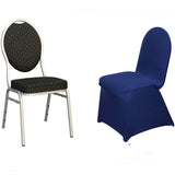 Navy Blue Spandex Stretch Fitted Banquet Slip On Chair Cover - 160 GSM