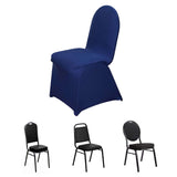 Navy Blue Spandex Stretch Fitted Banquet Slip On Chair Cover - 160 GSM